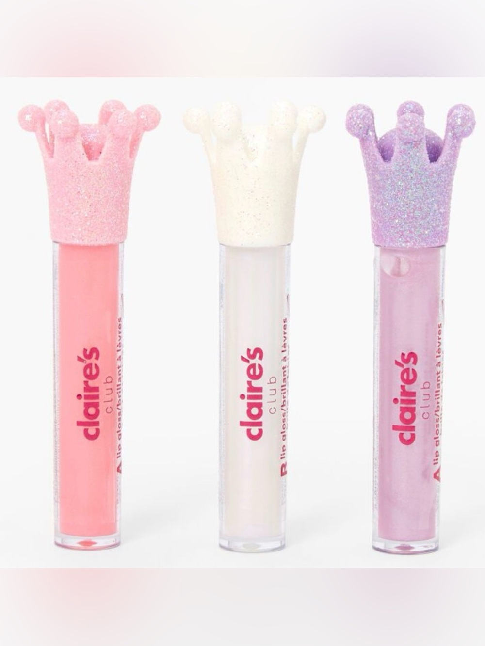 Claire’s Crown Lip Gloss Wand Set 👑🍓✨ Set of 3 New & Sealed, strawberry cream